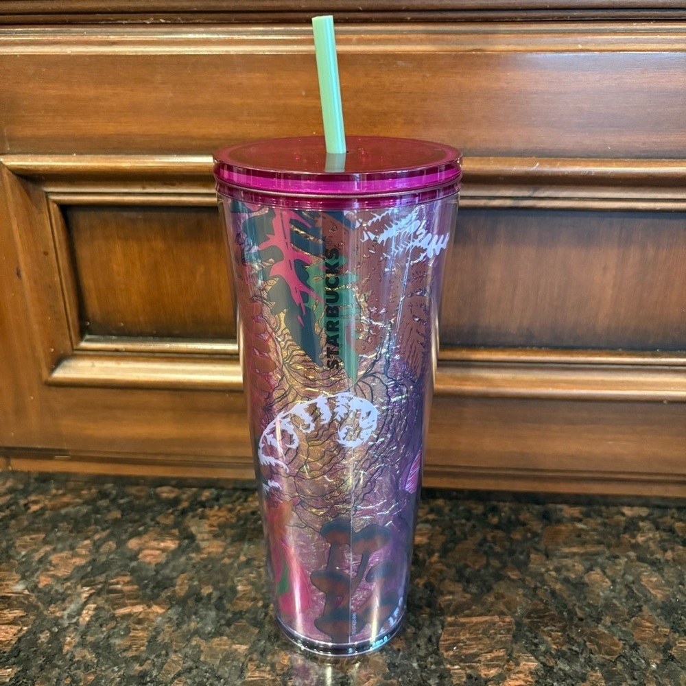 NWT~Starbucks Fall Iridescent Foil Berry Woodland Mushroom Tumbler Cold Cup 24oz